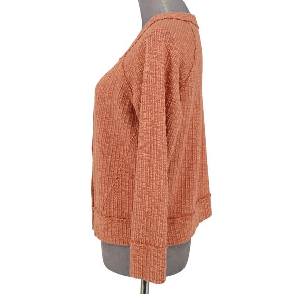 Two by Vince Camuto Sweater Womens Small Orange Cardigan Stretch Cotton V Neck - Picture 11 of 12